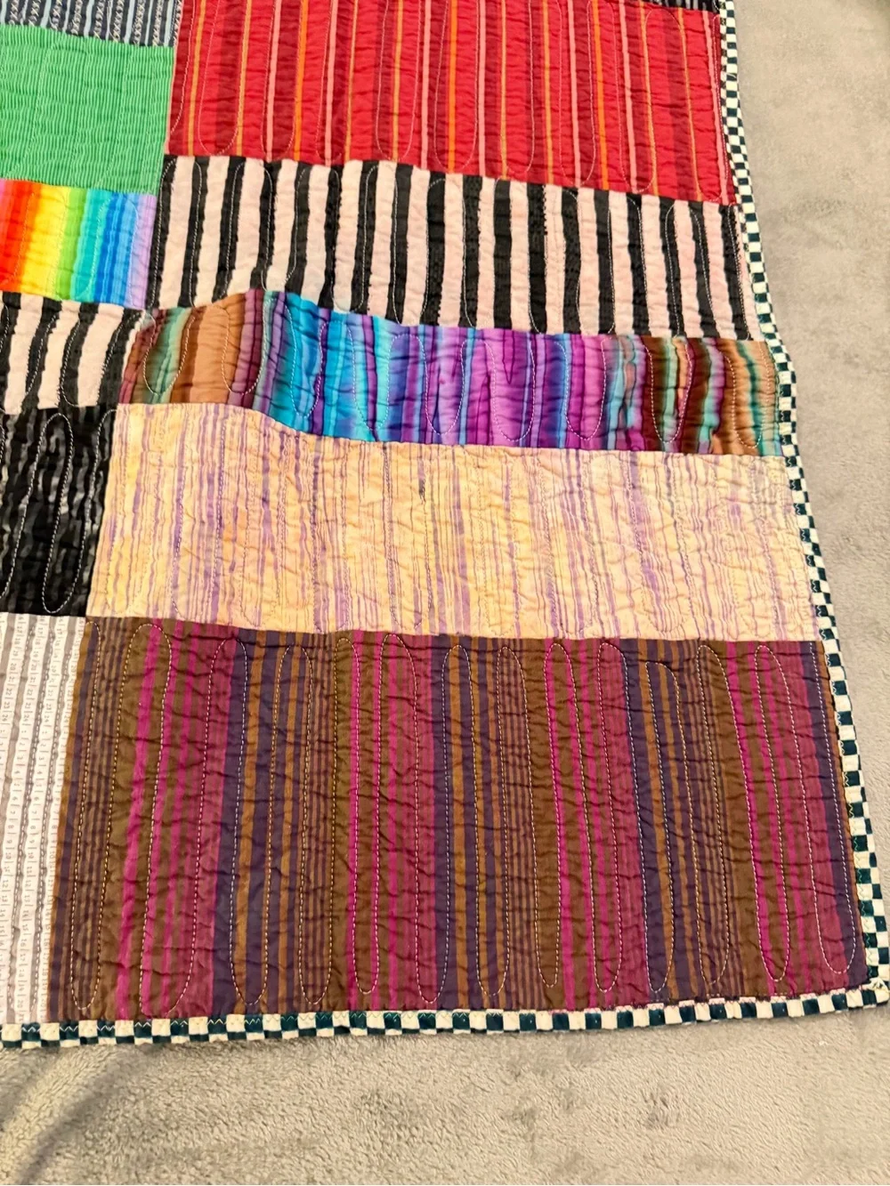 Patchwork Stripe Quilted Throw in Multi-Color
